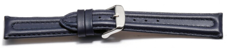 Schnellwechsel Uhrenarmband Leder doppelte Wulst glatt dunkelblau 18mm Schwarz