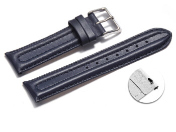 Schnellwechsel Uhrenarmband Leder doppelte Wulst glatt dunkelblau 18mm Schwarz