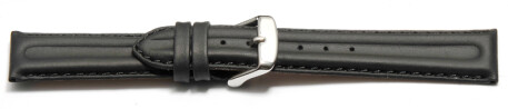 Schnellwechsel Uhrenarmband - echt Leder hydrophobiert - doppelte Wulst - glatt - schwarz 16mm Schwarz