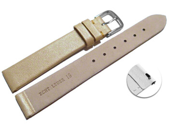 Schnellwechsel Uhrenarmband Leder Business gold 22mm Schwarz