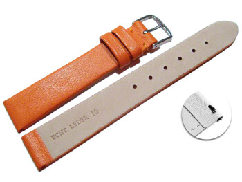 Schnellwechsel Uhrenarmband Leder Business orange 16mm Schwarz