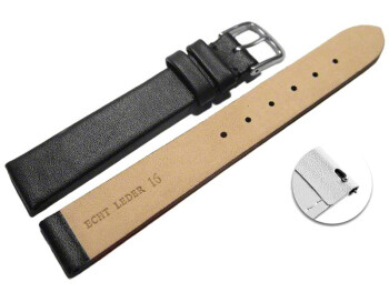 Schnellwechsel Uhrenarmband Leder Business schwarz XL 20mm Schwarz