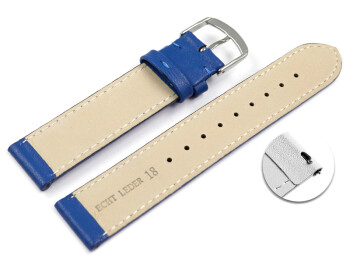 Schnellwechsel Uhrenarmband echt Leder - Smooth - blau - 14mm Schwarz