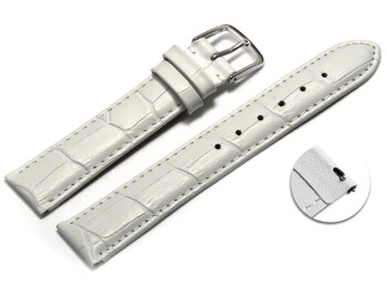 Schnellwechsel Uhrenarmband - echt Leder - Kroko Prägung - weiß - 22mm Schwarz