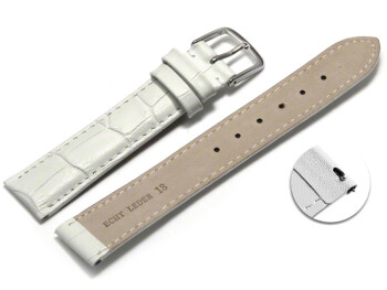 Schnellwechsel Uhrenarmband - echt Leder - Kroko Prägung - weiß - 22mm Schwarz