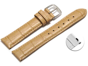 Schnellwechsel Uhrenarmband - echt Leder - Kroko Prägung - sand - 14mm Schwarz