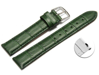 Schnellwechsel Uhrenarmband - echt Leder - Kroko Prägung - grün - 22mm Schwarz