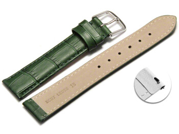 Schnellwechsel Uhrenarmband - echt Leder - Kroko Prägung - grün - 22mm Schwarz