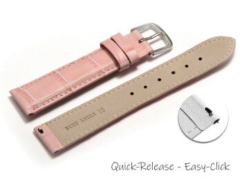 Schnellwechsel Uhrenarmband - echt Leder - Kroko Prägung - rosa - 18mm Schwarz