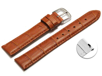 Schnellwechsel Uhrenarmband - echt Leder - Kroko Prägung - hellbraun - 14mm Schwarz