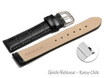 Schnellwechsel Uhrenarmband - echt Leder - Kroko Prägung - schwarz - 14mm Schwarz