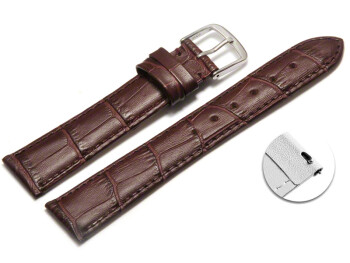 Schnellwechsel Uhrenarmband - echt Leder - Kroko Prägung - bordeaux - 18mm Schwarz