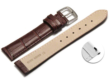 Schnellwechsel Uhrenarmband - echt Leder - Kroko Prägung - bordeaux - 18mm Schwarz
