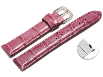 Schnellwechsel Uhrenarmband - echt Leder - Kroko Prägung - himbeerfarben - 12mm Schwarz