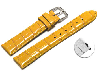 Schnellwechsel Uhrenarmband - echt Leder - Kroko Prägung - gelb - 16mm Schwarz