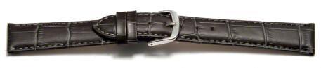 Schnellwechsel Uhrenarmband - echt Leder - Kroko Prägung - dunkelgrau - 22mm Schwarz