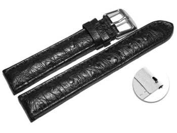 Schnellwechsel Uhrenarmband echt Strauss schwarz 24mm Schwarz