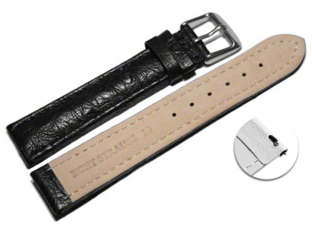 Schnellwechsel Uhrenarmband echt Strauss schwarz 24mm Schwarz