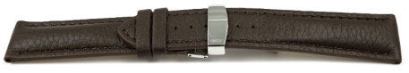 Uhrenarmband Kippfaltschließe Hirschleder dunkelbraun stark gepolstert sehr weich 20mm Schwarz