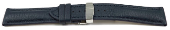 Uhrenarmband Kippfaltschließe Hirschleder dunkelblau stark gepolstert sehr weich 20mm Schwarz