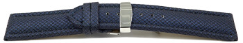 Uhrenarmband Kippfaltschließe HighTech Textiloptik blau 20mm Schwarz