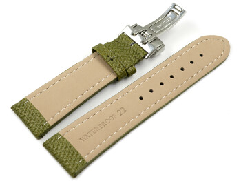 Uhrenarmband Kippfaltschließe HighTech Textiloptik grün 18mm Schwarz