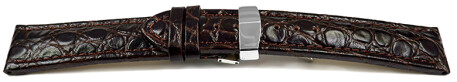 Uhrenarmband Leder Kippfaltschließe African dunkelbraun 18mm Schwarz