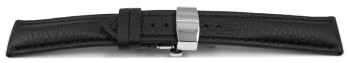 Uhrenband Butterfly-Schließe Hirschleder schwarz stark gepolstert sehr weich 18mm Stahl
