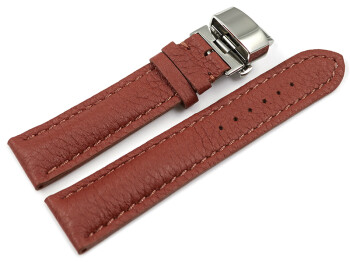 Uhrenband Butterfly-Schließe Hirschleder braun stark gepolstert sehr weich 18mm Schwarz