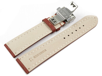 Uhrenband Butterfly-Schließe Hirschleder braun stark gepolstert sehr weich 20mm Stahl