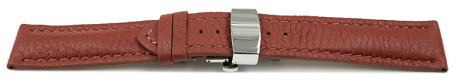 Uhrenband Butterfly-Schließe Hirschleder braun stark gepolstert sehr weich 22mm Schwarz