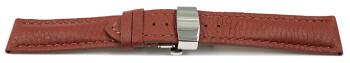 Uhrenband Butterfly-Schließe Hirschleder braun stark gepolstert sehr weich 24mm Stahl