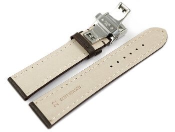 Uhrenband Butterfly-Schließe Hirschleder dunkelbraun stark gepolstert sehr weich 18mm 20mm 22mm 24mm