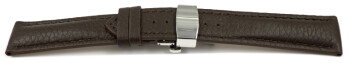 Uhrenband Butterfly-Schließe Hirschleder dunkelbraun stark gepolstert sehr weich 18mm Stahl