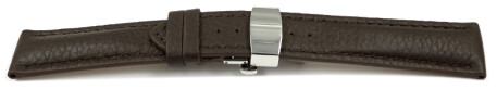 Uhrenband Butterfly-Schließe Hirschleder dunkelbraun stark gepolstert sehr weich 20mm Schwarz