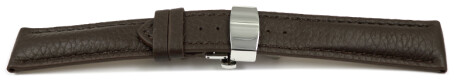 Uhrenband Butterfly-Schließe Hirschleder dunkelbraun stark gepolstert sehr weich 24mm Gold