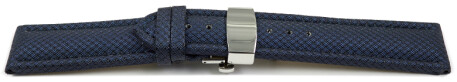 Uhrenarmband mit Butterfly-Schließe HighTech Textiloptik blau 20mm Gold
