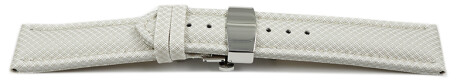 Uhrenarmband mit Butterfly-Schließe HighTech Textiloptik weiß 20mm Stahl