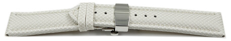 Uhrenarmband mit Butterfly-Schließe HighTech Textiloptik weiß 20mm Schwarz