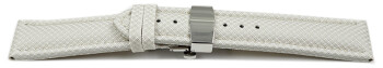 Uhrenarmband mit Butterfly-Schließe HighTech Textiloptik weiß 20mm Schwarz