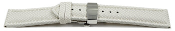 Uhrenarmband mit Butterfly-Schließe HighTech Textiloptik weiß 22mm Schwarz