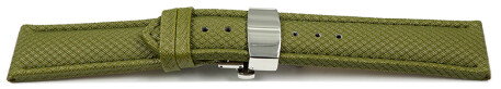 Uhrenarmband mit Butterfly-Schließe HighTech Textiloptik grün 18mm Stahl