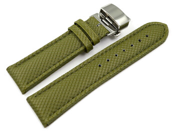 Uhrenarmband mit Butterfly-Schließe HighTech Textiloptik grün 18mm Stahl