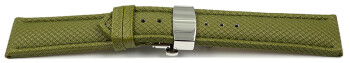 Uhrenarmband mit Butterfly-Schließe HighTech Textiloptik grün 18mm Gold