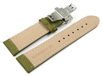 Uhrenarmband mit Butterfly-Schließe HighTech Textiloptik grün 22mm Schwarz