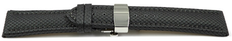 Uhrenarmband mit Butterfly-Schließe HighTech Textiloptik dunkelgrau 18mm Stahl