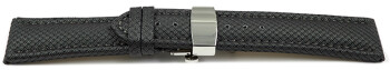 Uhrenarmband mit Butterfly-Schließe HighTech Textiloptik dunkelgrau 18mm Stahl