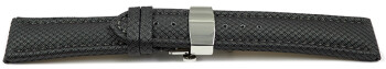 Uhrenarmband mit Butterfly-Schließe HighTech Textiloptik dunkelgrau 22mm Stahl