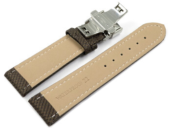 Uhrenarmband mit Butterfly-Schließe HighTech Textiloptik braun 18mm Gold