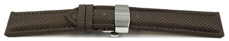Uhrenarmband mit Butterfly-Schließe HighTech Textiloptik braun 20mm Gold
